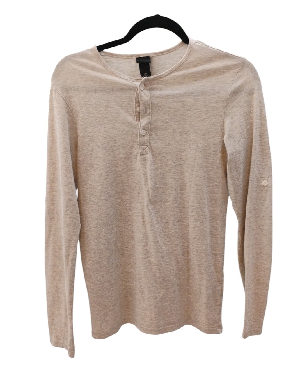 H&M Womens Long Sleeve Henley - Light Beige SZ S